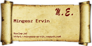 Mingesz Ervin névjegykártya